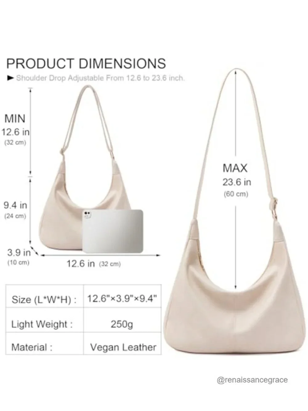 Vegan Leather Foldable Hobo Handbag Crossbody Purse